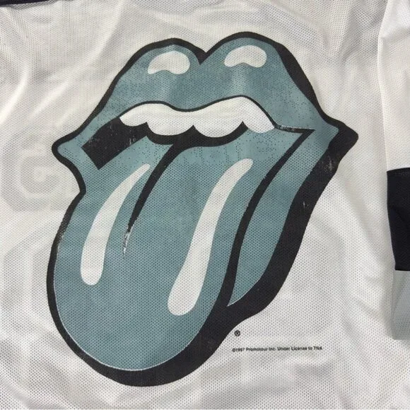 Vintage 90s Rolling Stones Logo Athletic Men's Sz Large Oversized Hockey Jersey